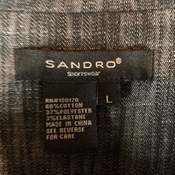 Sandro Blazer Women's Large Black Stretch Peplum Hem Button Front NWT‎ 8585 - Picture 3 of 7